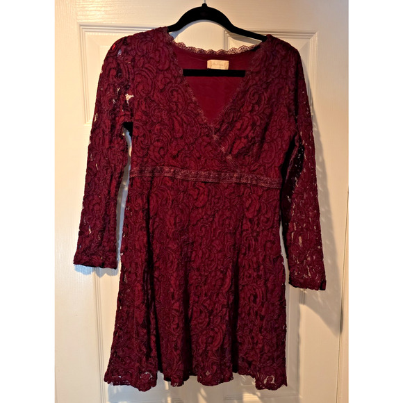 Altar’d State Lace Dress L V-Neck Long Sleeve Flowy Party Cocktail Wedding - Picture 10 of 11